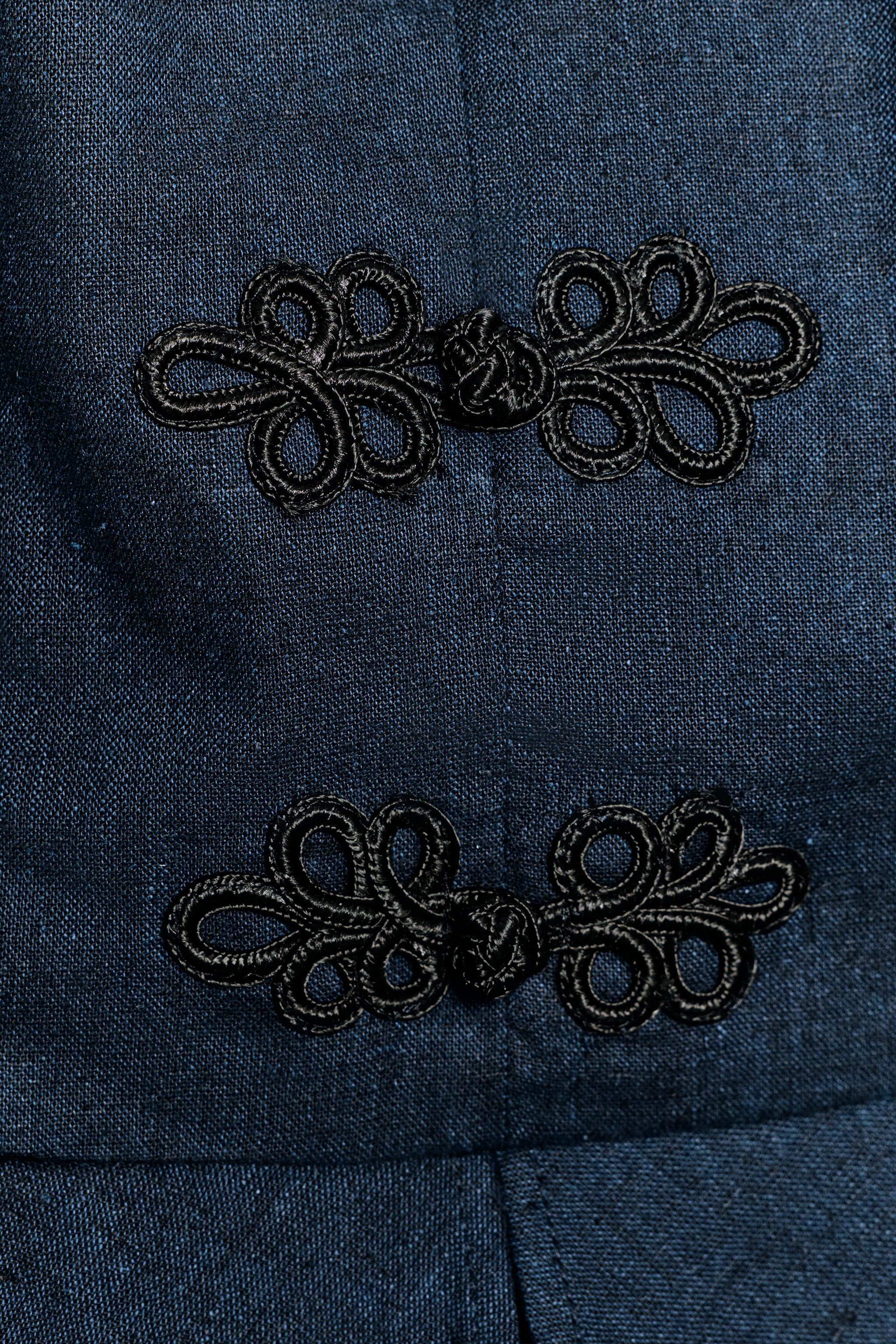 LINEN PEPLUM FROG CLASP TOP